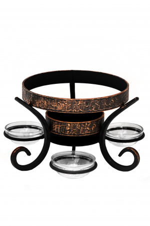 Садж чугунный 35 см + Подставка под садж "Шелковый путь" премиум